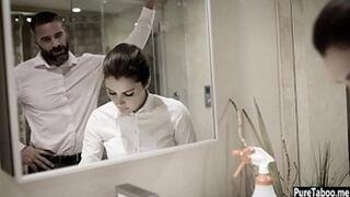 Young maid girl rough smashed by an angry boss