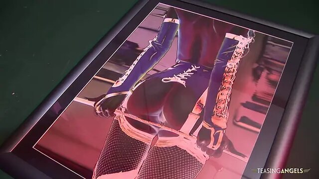 Sleazy vampire bitch sharing a large rod with another babe