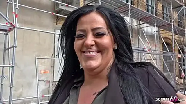 GERMAN SCOUT - Busty Teen Ashley Rough Street Blowjob