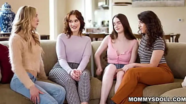 milf and babysitters share a wild foursome with Hazel Moore